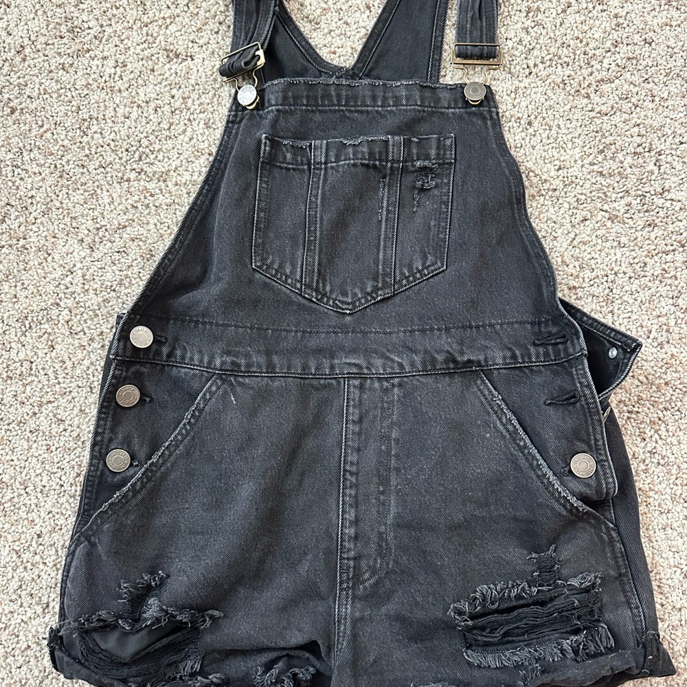 Show Me Your MuMu Black Distressed Overalls